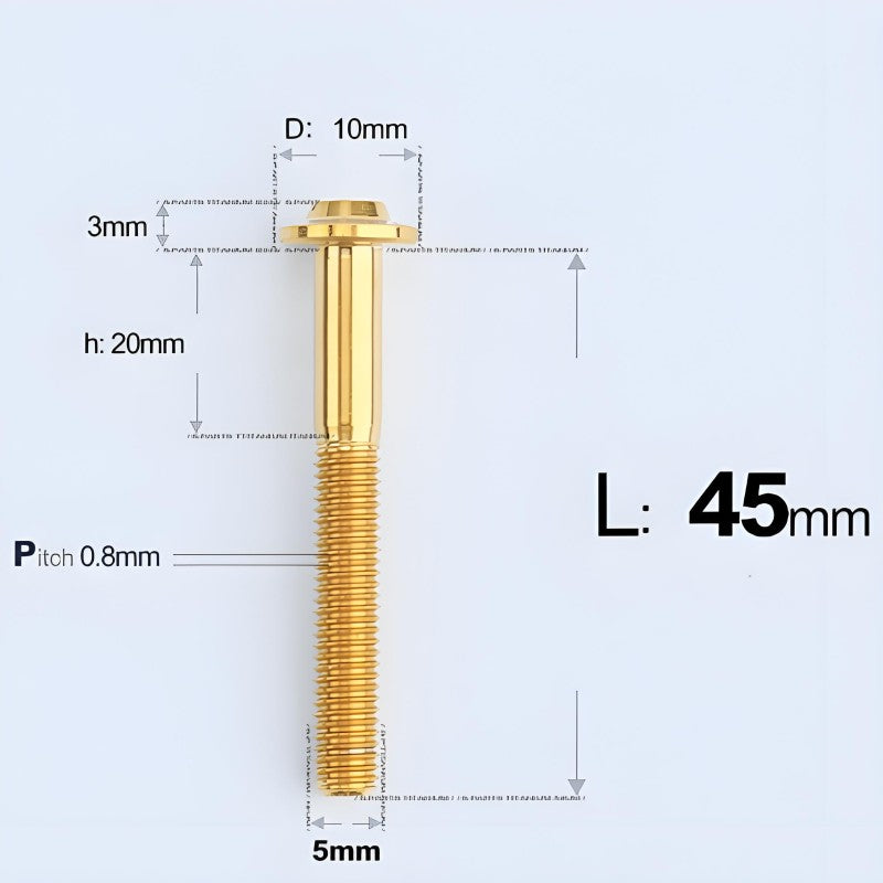 M5x30-50mm Titanium Bolts for E-bike & Motorcycle - D10mm