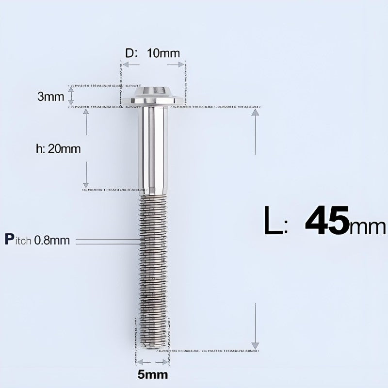 M5x30-50mm Titanium Bolts for E-bike & Motorcycle - D10mm