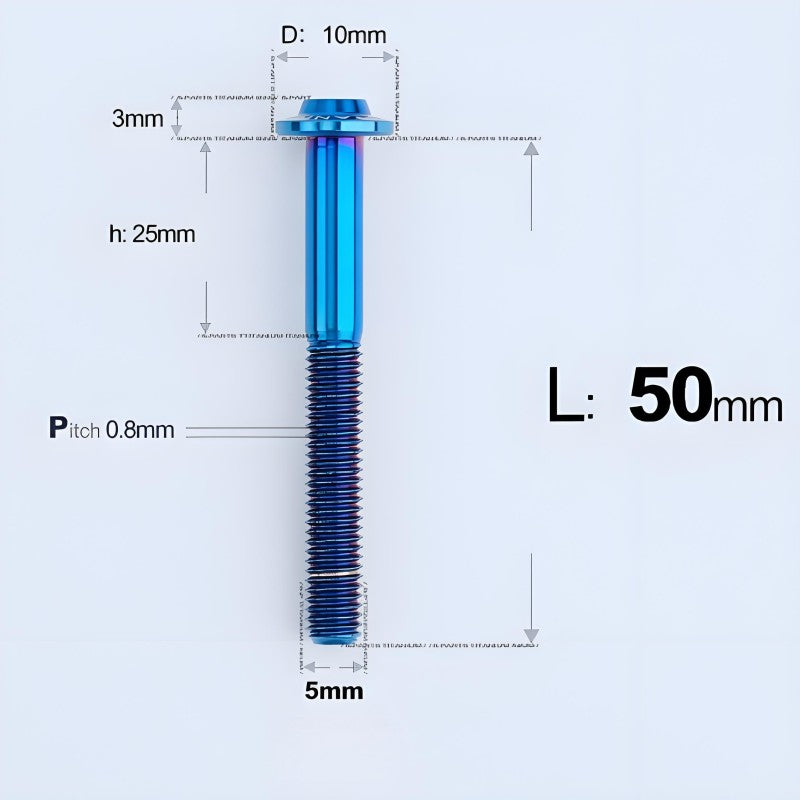 M5x30-50mm Titanium Bolts for E-bike & Motorcycle - D10mm