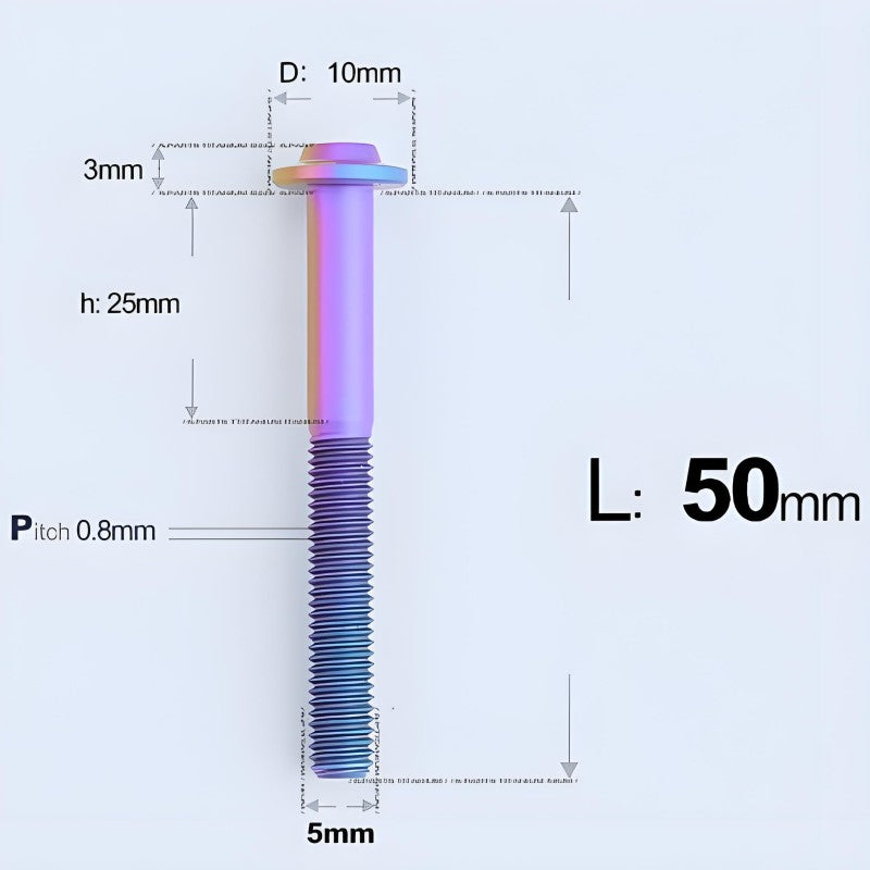 M5x30-50mm Titanium Bolts for E-bike & Motorcycle - D10mm