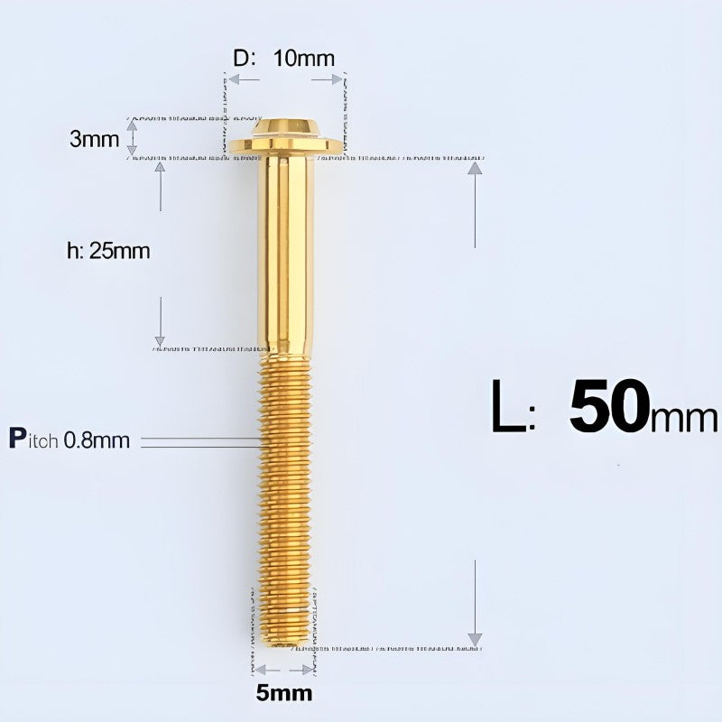 M5x30-50mm Titanium Bolts for E-bike & Motorcycle - D10mm