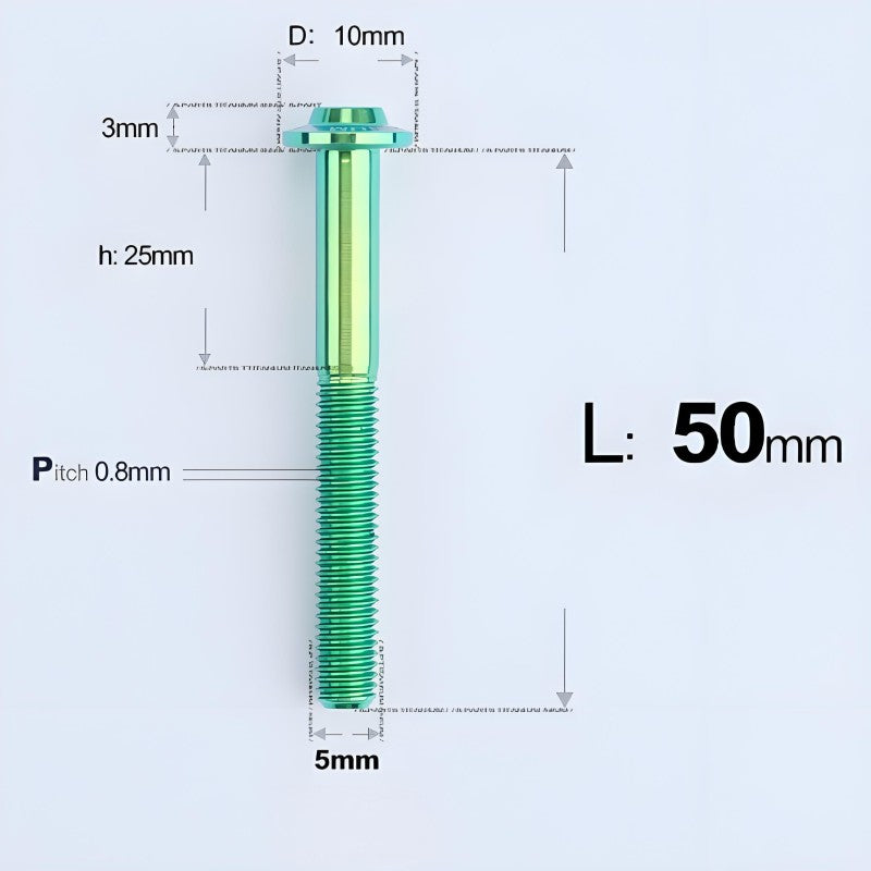 M5x30-50mm Titanium Bolts for E-bike & Motorcycle - D10mm