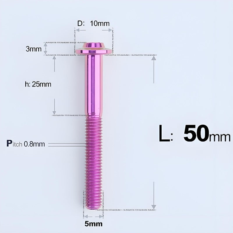 M5x30-50mm Titanium Bolts for E-bike & Motorcycle - D10mm