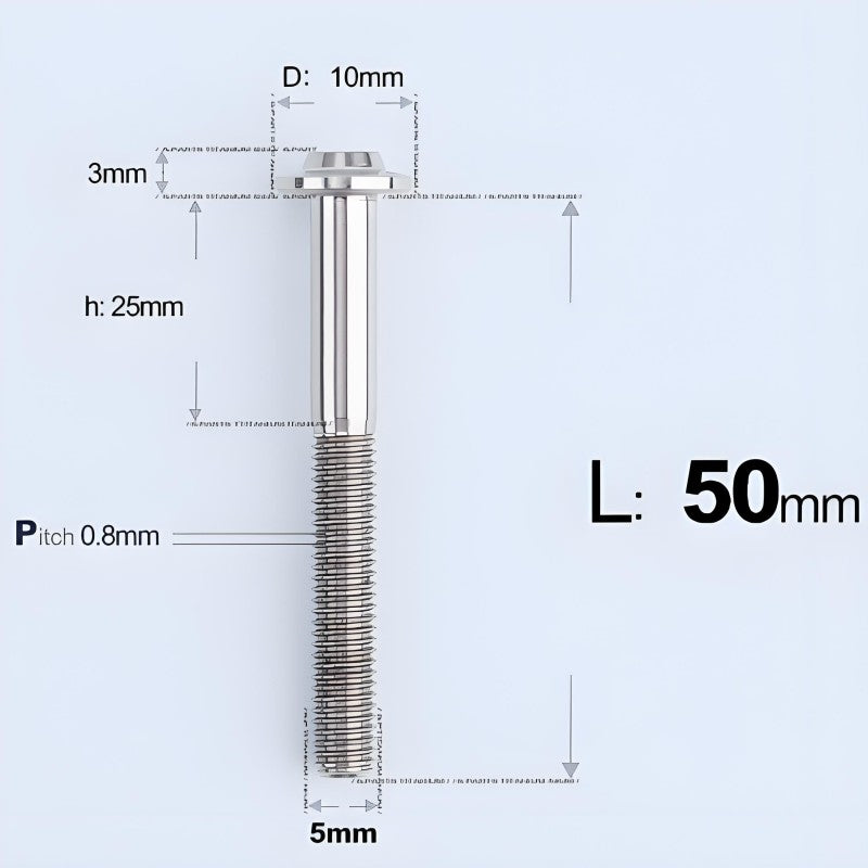 M5x30-50mm Titanium Bolts for E-bike & Motorcycle - D10mm