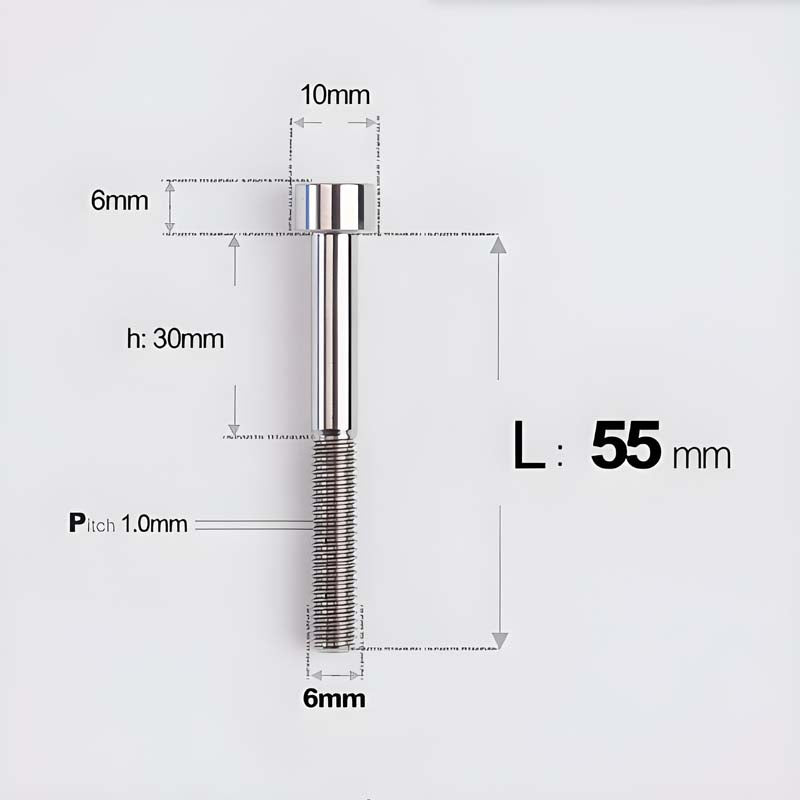 M6x30-70mm Titanium Socket Cap Bolts for Bicycle Headset, Disc Brake Caliper