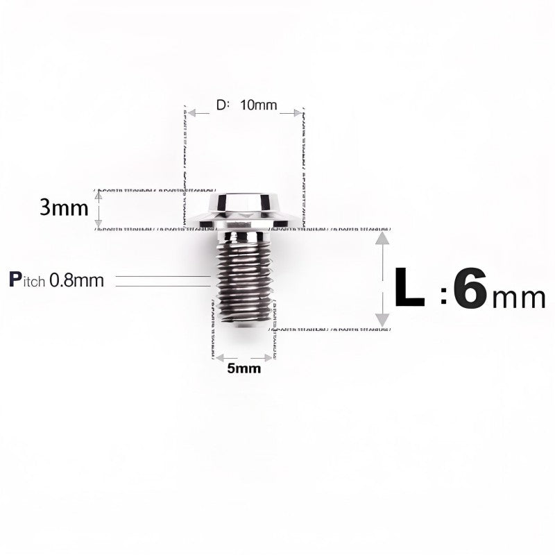 M5x6-30mm Titanium Bolts for E-bike & Motorcycle - D10mm
