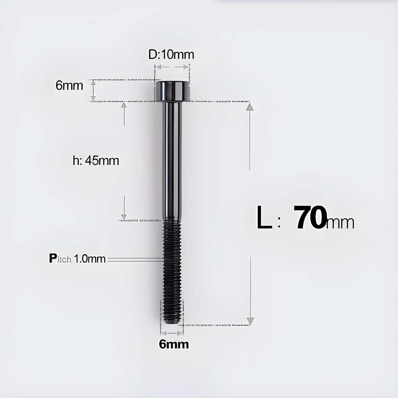 M6x30-70mm Titanium Socket Cap Bolts for Bicycle Headset, Disc Brake Caliper