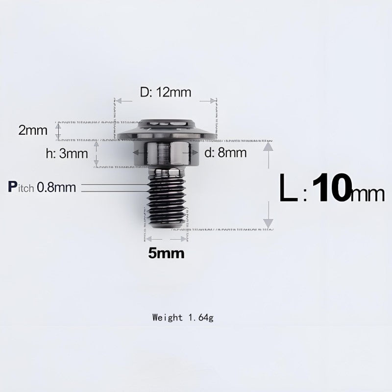 M5x10-36.5mm Titanium Shoulder Bolts for Motorcycle - Black