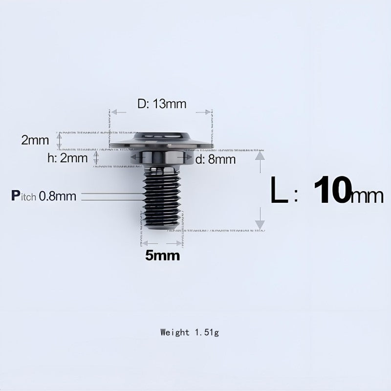 M5x10-36.5mm Titanium Shoulder Bolts for Motorcycle - Black