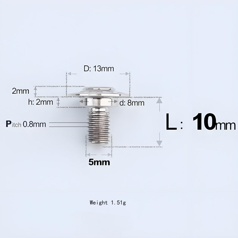 M5x10-36.5mm Titanium Shoulder Bolts for Motorcycle - TI