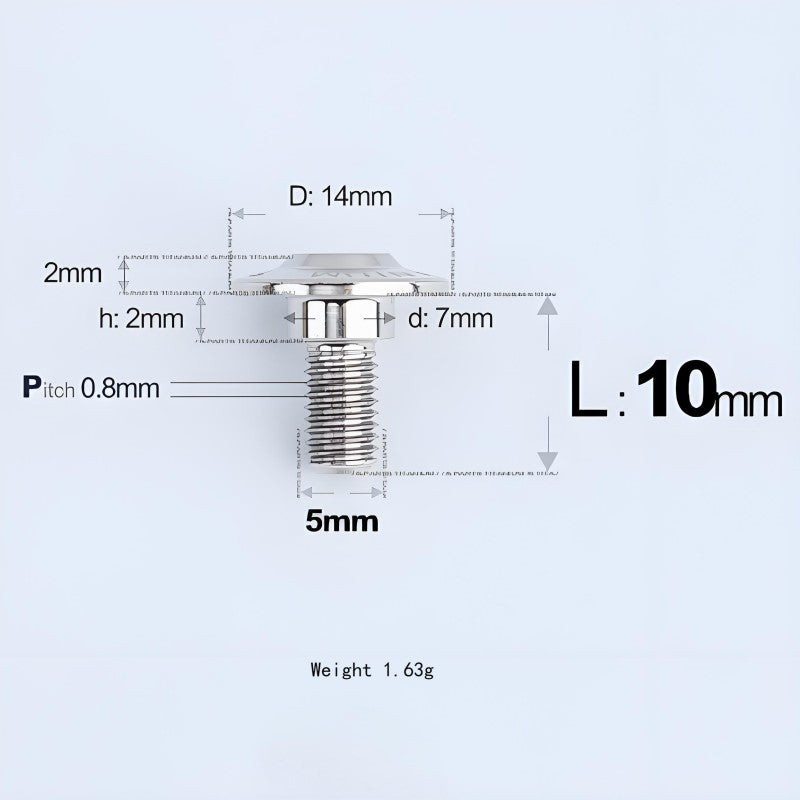 M5x10-36.5mm Titanium Shoulder Bolts for Motorcycle - TI
