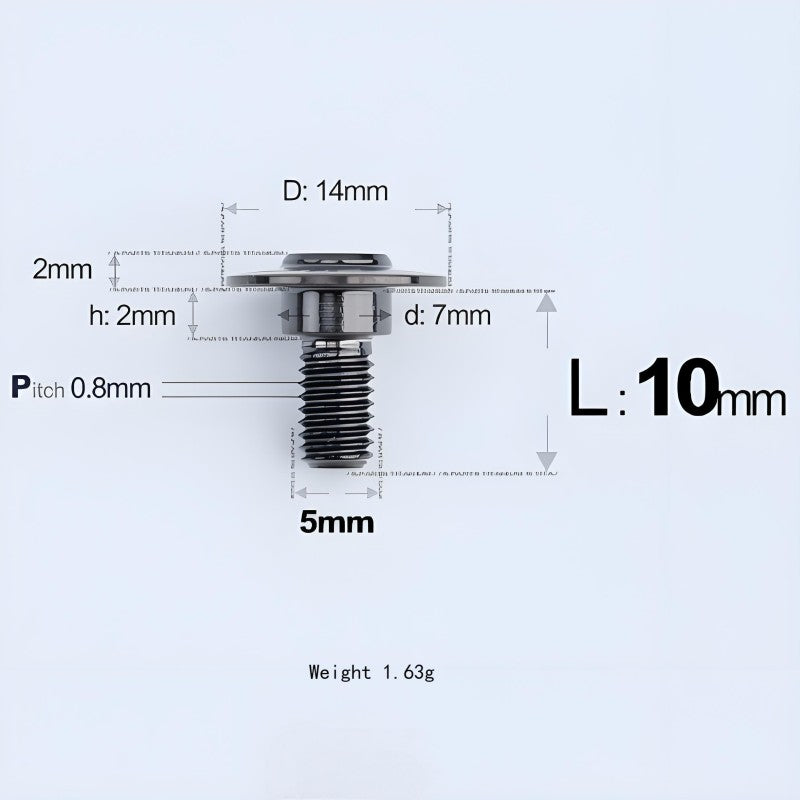 M5x10-36.5mm Titanium Shoulder Bolts for Motorcycle - Black