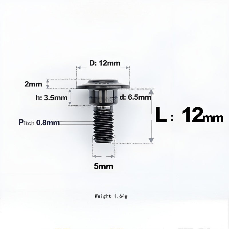 M5x10-36.5mm Titanium Shoulder Bolts for Motorcycle - Black