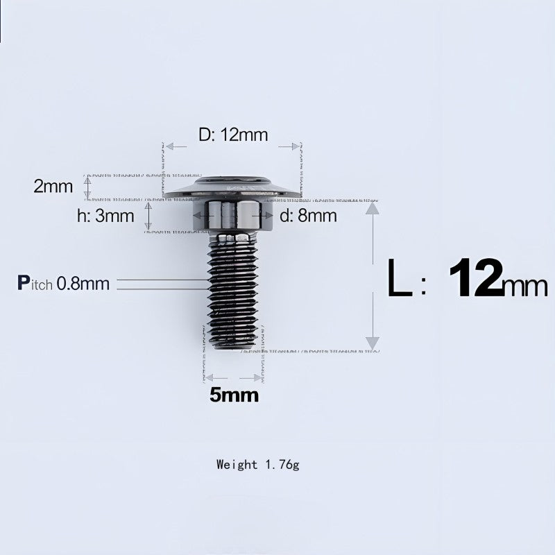 M5x10-36.5mm Titanium Shoulder Bolts for Motorcycle - Black
