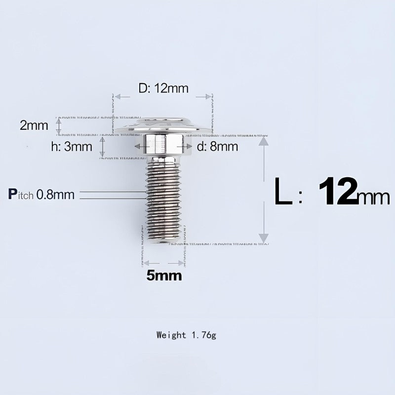 M5x10-36.5mm Titanium Shoulder Bolts for Motorcycle - TI