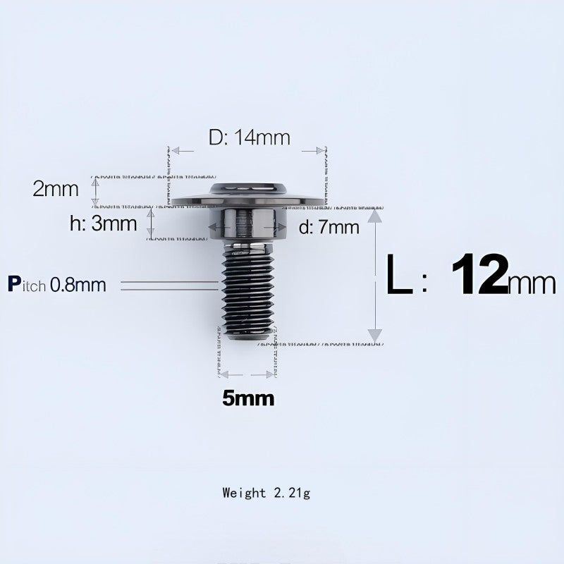 M5x10-36.5mm Titanium Shoulder Bolts for Motorcycle - Black