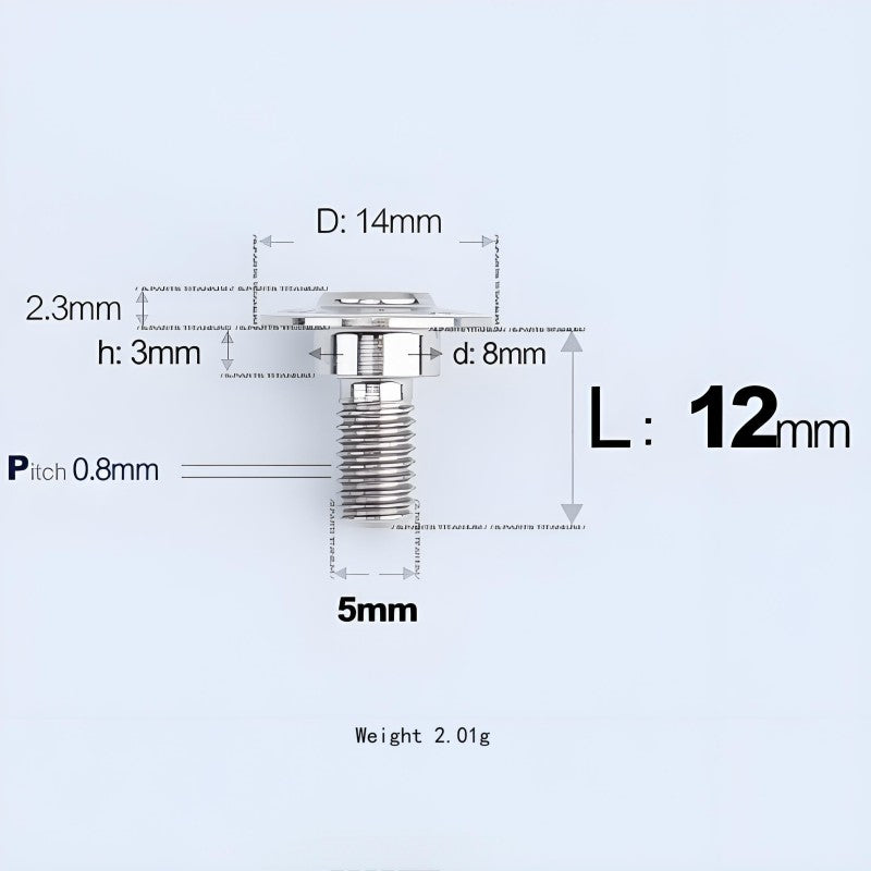 M5x10-36.5mm Titanium Shoulder Bolts for Motorcycle - TI