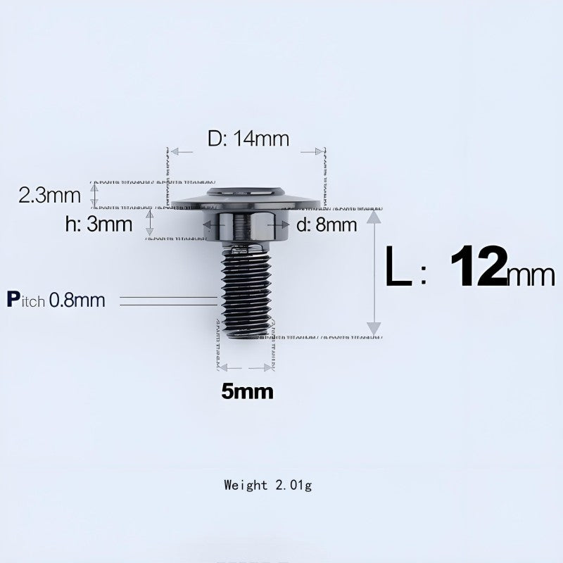 M5x10-36.5mm Titanium Shoulder Bolts for Motorcycle - Black