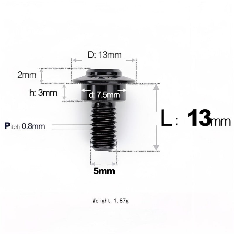 M5x10-36.5mm Titanium Shoulder Bolts for Motorcycle - Black