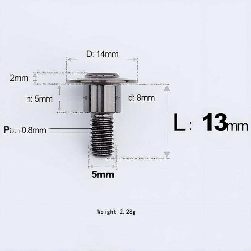 M5x10-36.5mm Titanium Shoulder Bolts for Motorcycle - Black