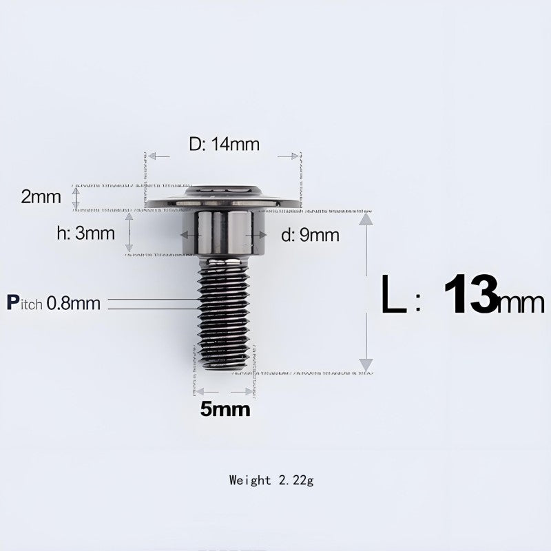 M5x10-36.5mm Titanium Shoulder Bolts for Motorcycle - Black