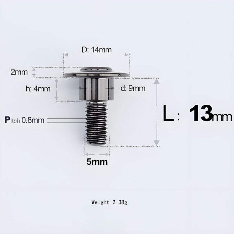 M5x10-36.5mm Titanium Shoulder Bolts for Motorcycle - Black