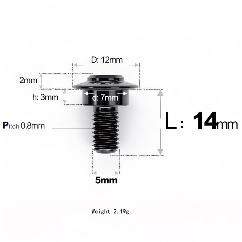 M5x10-36.5mm Titanium Shoulder Bolts for Motorcycle - Black