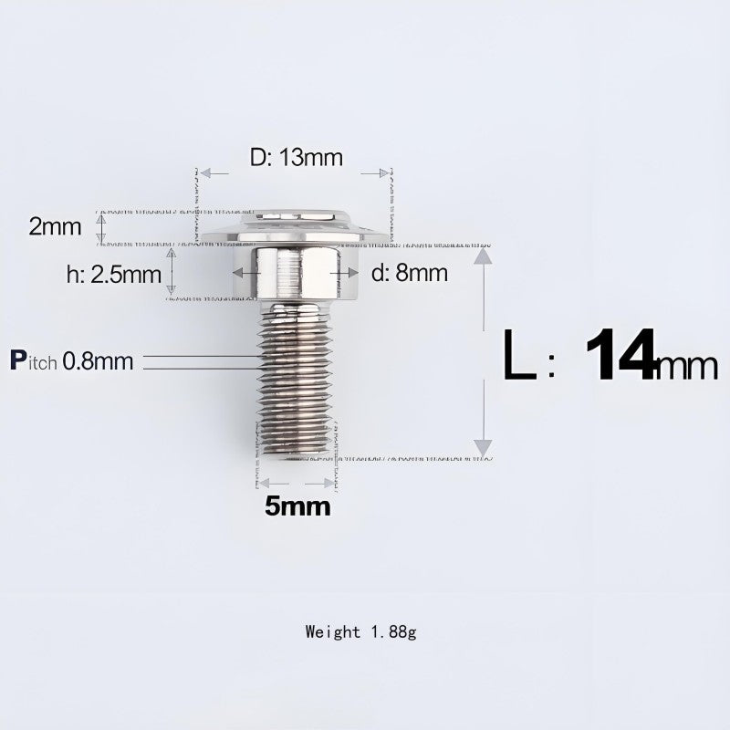 M5x10-36.5mm Titanium Shoulder Bolts for Motorcycle - TI