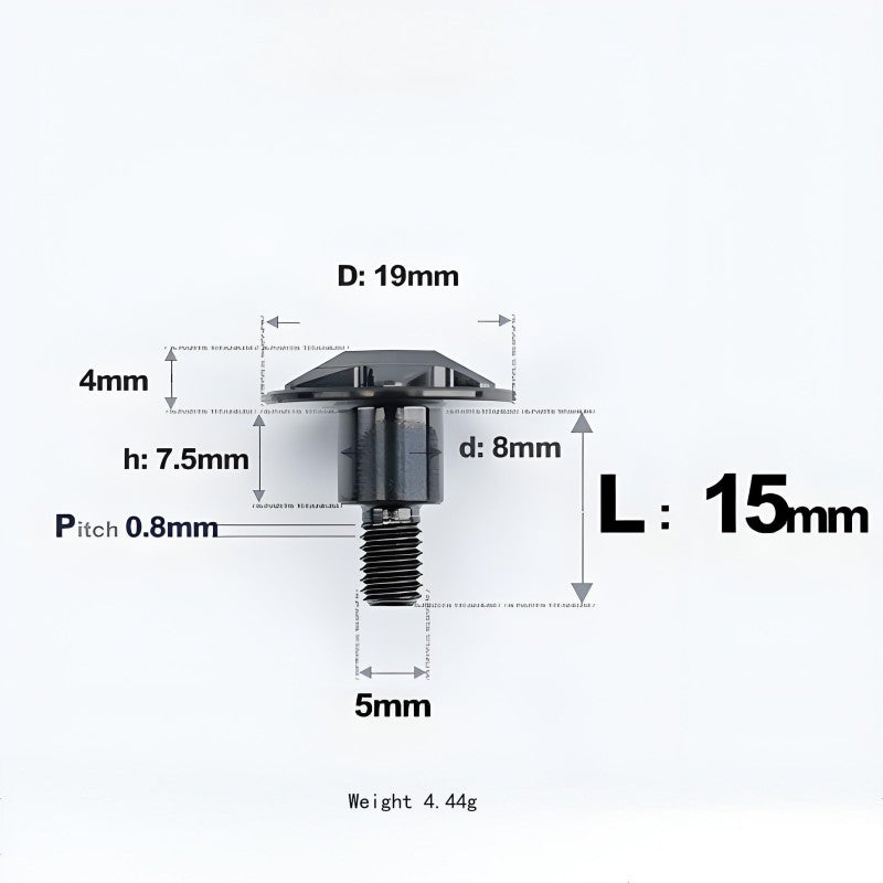 M5x10-36.5mm Titanium Shoulder Bolts for Motorcycle - Black