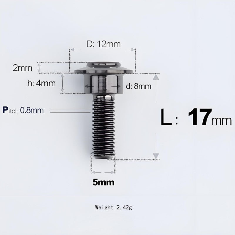 M5x10-36.5mm Titanium Shoulder Bolts for Motorcycle - Black