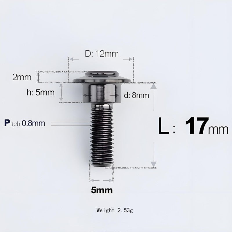 M5x10-36.5mm Titanium Shoulder Bolts for Motorcycle - Black