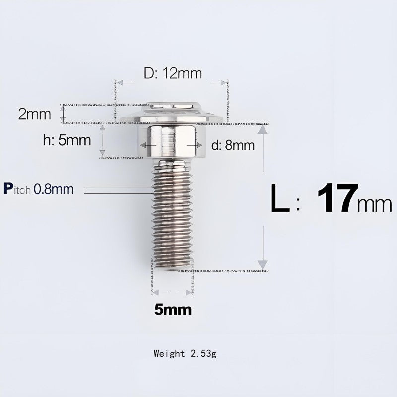 M5x10-36.5mm Titanium Shoulder Bolts for Motorcycle - TI