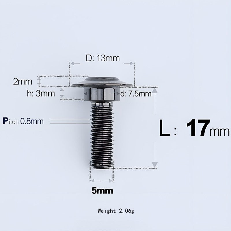 M5x10-36.5mm Titanium Shoulder Bolts for Motorcycle - Black