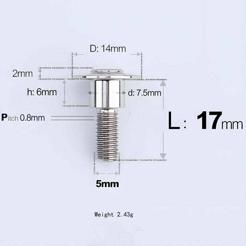 M5x10-36.5mm Titanium Shoulder Bolts for Motorcycle - TI