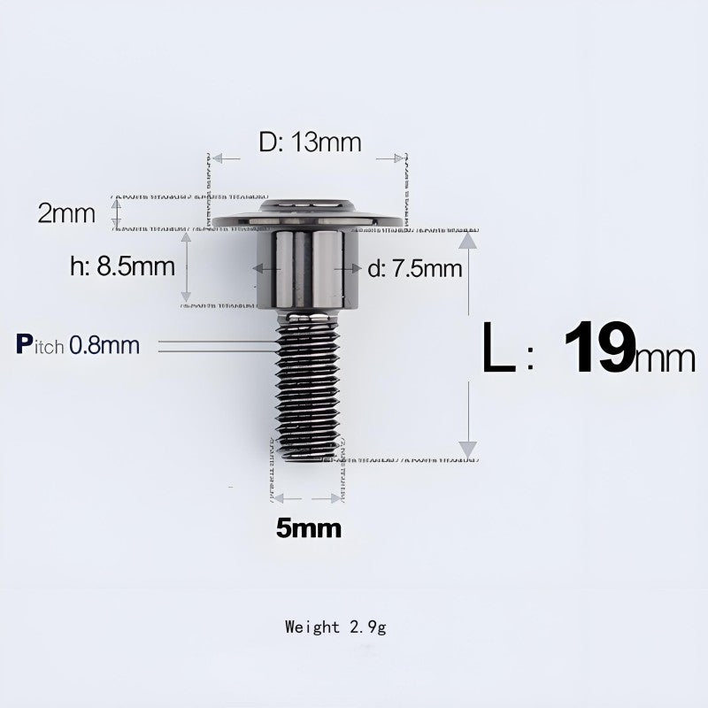 M5x10-36.5mm Titanium Shoulder Bolts for Motorcycle - Black