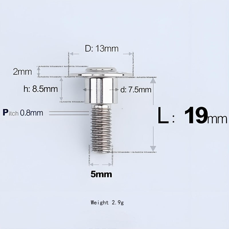 M5x10-36.5mm Titanium Shoulder Bolts for Motorcycle - TI