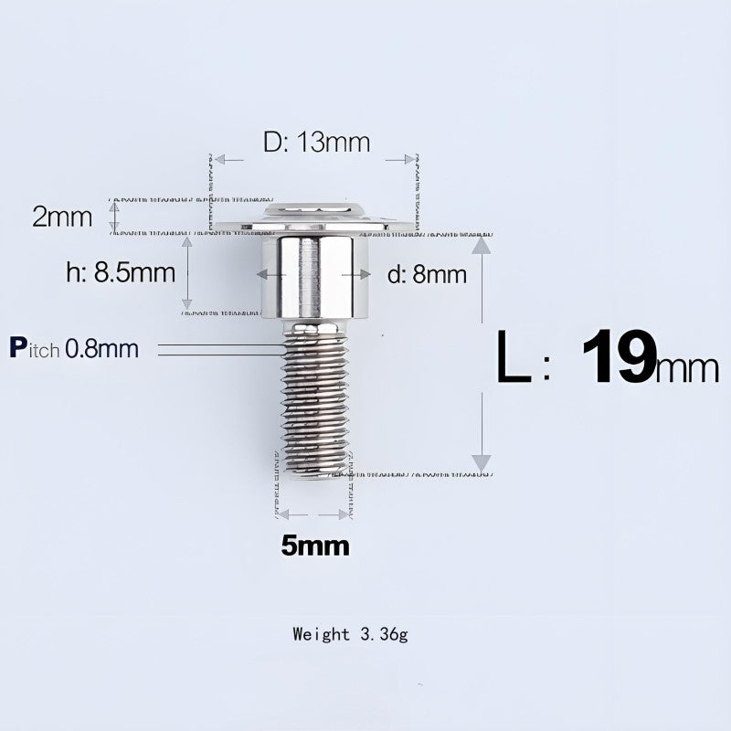 M5x10-36.5mm Titanium Shoulder Bolts for Motorcycle - TI