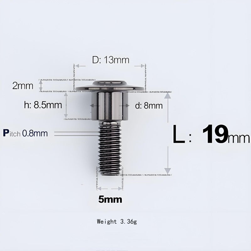 M5x10-36.5mm Titanium Shoulder Bolts for Motorcycle - Black