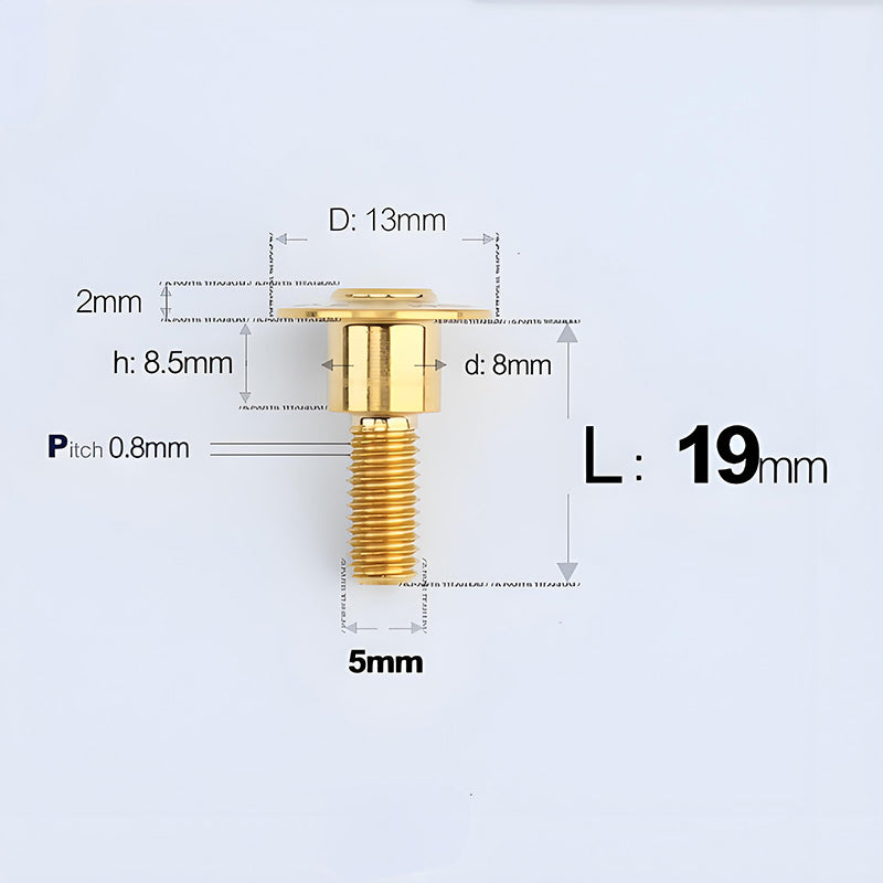 M5x10-36.5mm Titanium Shoulder Bolts for Motorcycle - Gold
