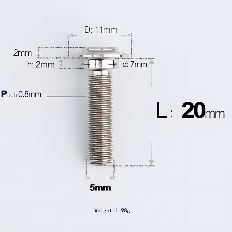 M5x10-36.5mm Titanium Shoulder Bolts for Motorcycle - TI