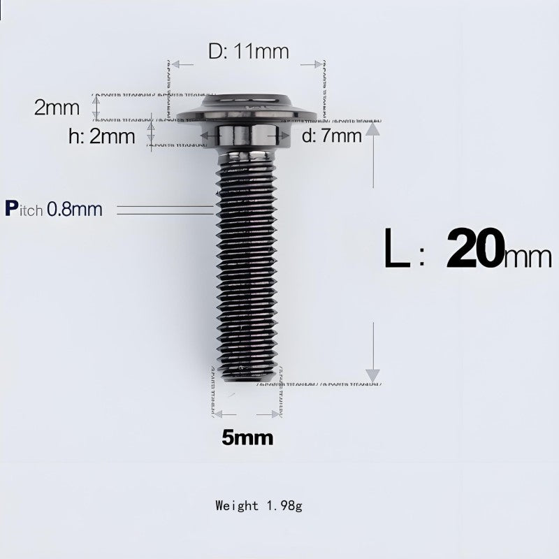 M5x10-36.5mm Titanium Shoulder Bolts for Motorcycle - Black