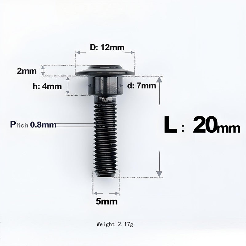 M5x10-36.5mm Titanium Shoulder Bolts for Motorcycle - Black