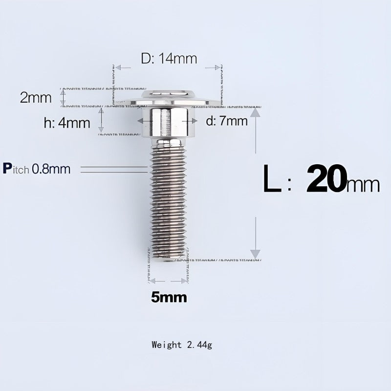 M5x10-36.5mm Titanium Shoulder Bolts for Motorcycle - TI