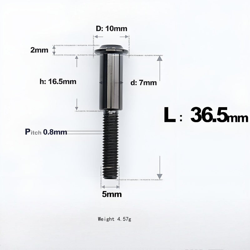 M5x10-36.5mm Titanium Shoulder Bolts for Motorcycle - Black