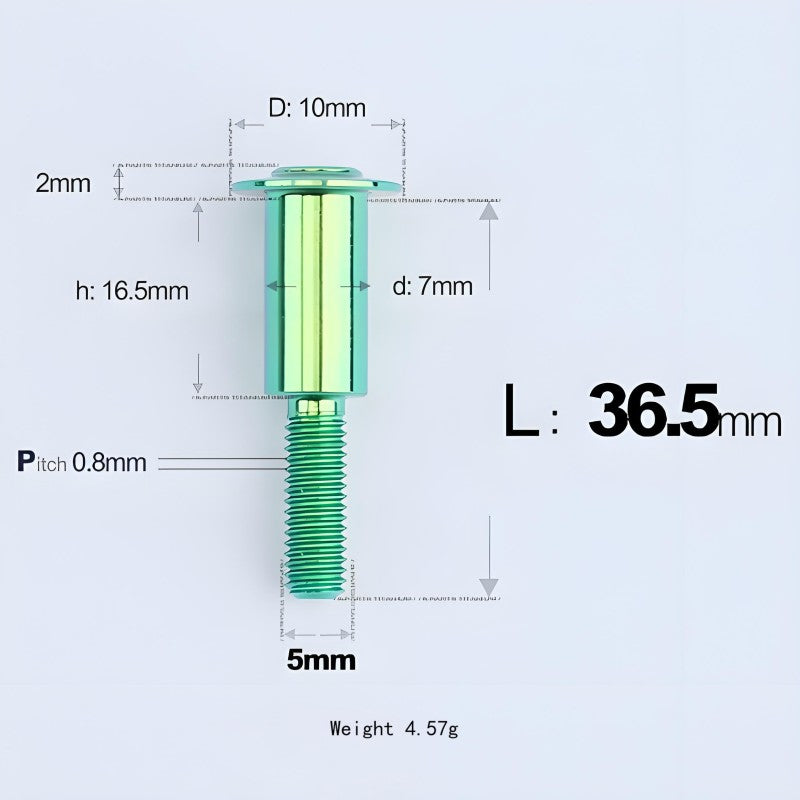 M5x10-36.5mm Titanium Shoulder Bolts for Motorcycle - Green