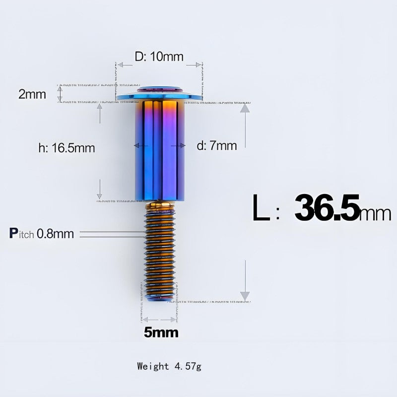 M5x10-36.5mm Titanium Shoulder Bolts for Motorcycle - Blue