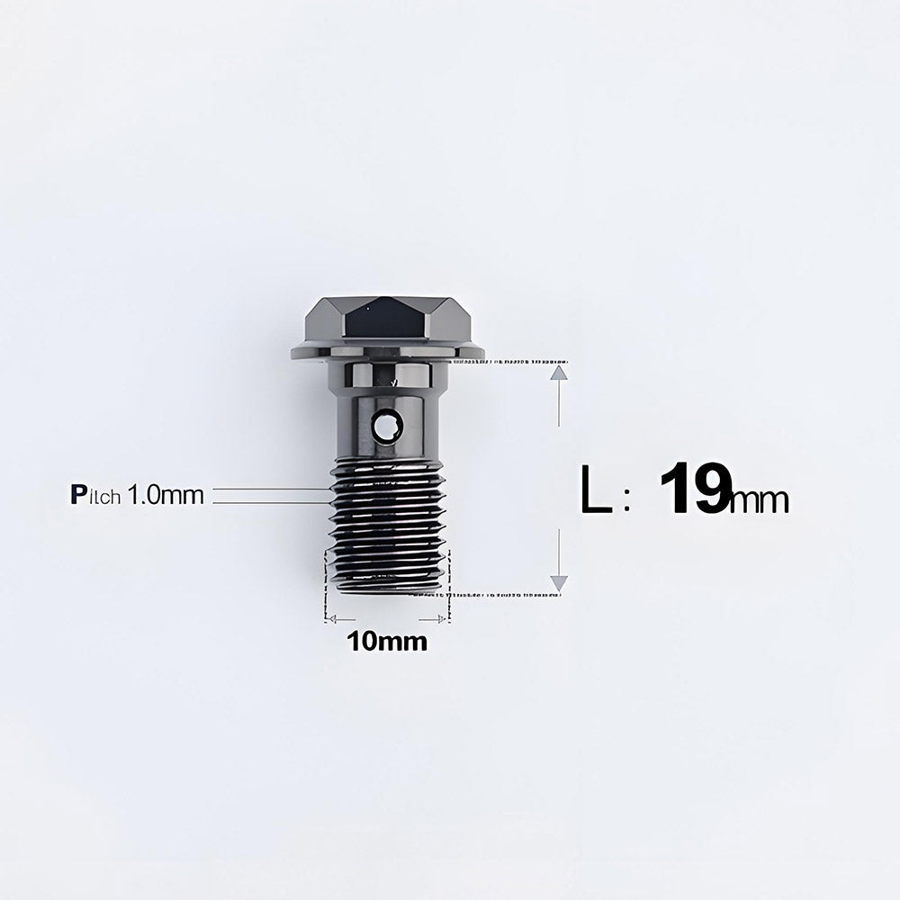 M10 x 19mm Titanium Single Banjo Bolt – 1.0mm for Brembo RCS / RCS Corsa Corta