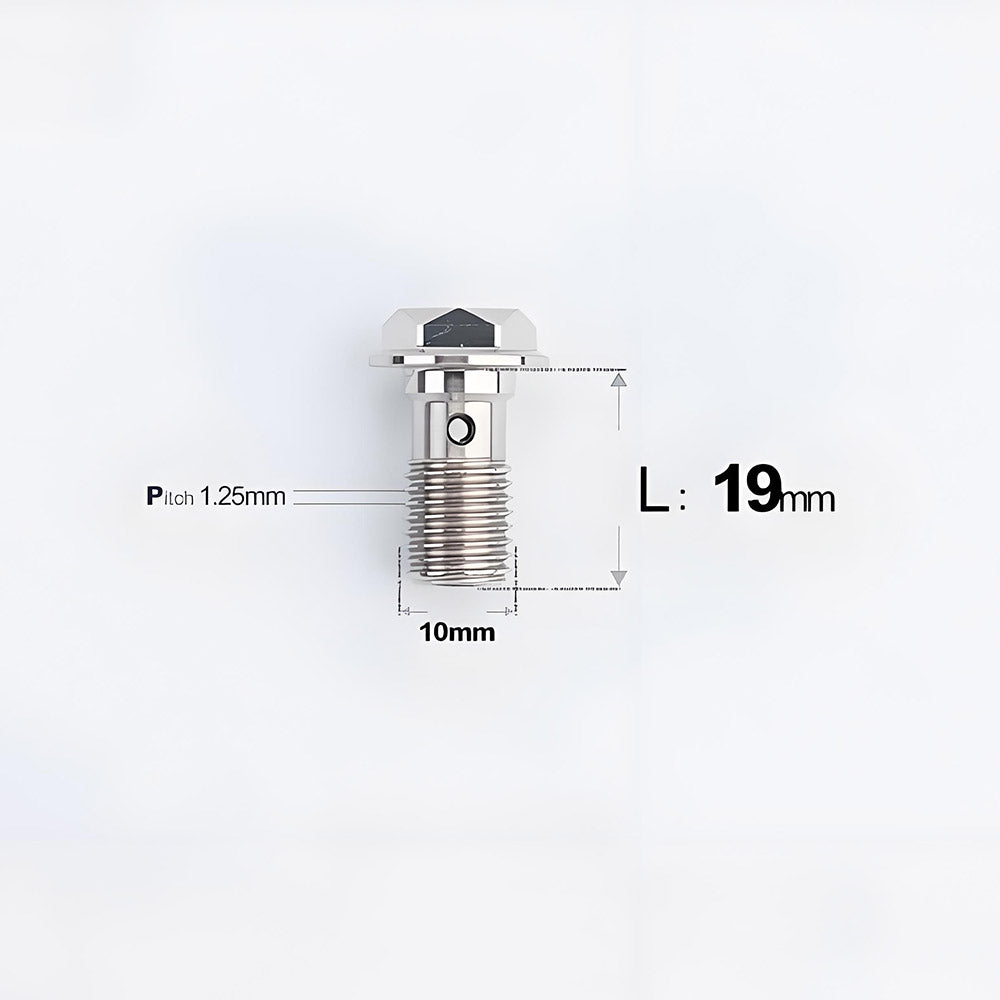 M10 x 19mm Titanium Single Banjo Bolt – 1.25mm Thread Pitch