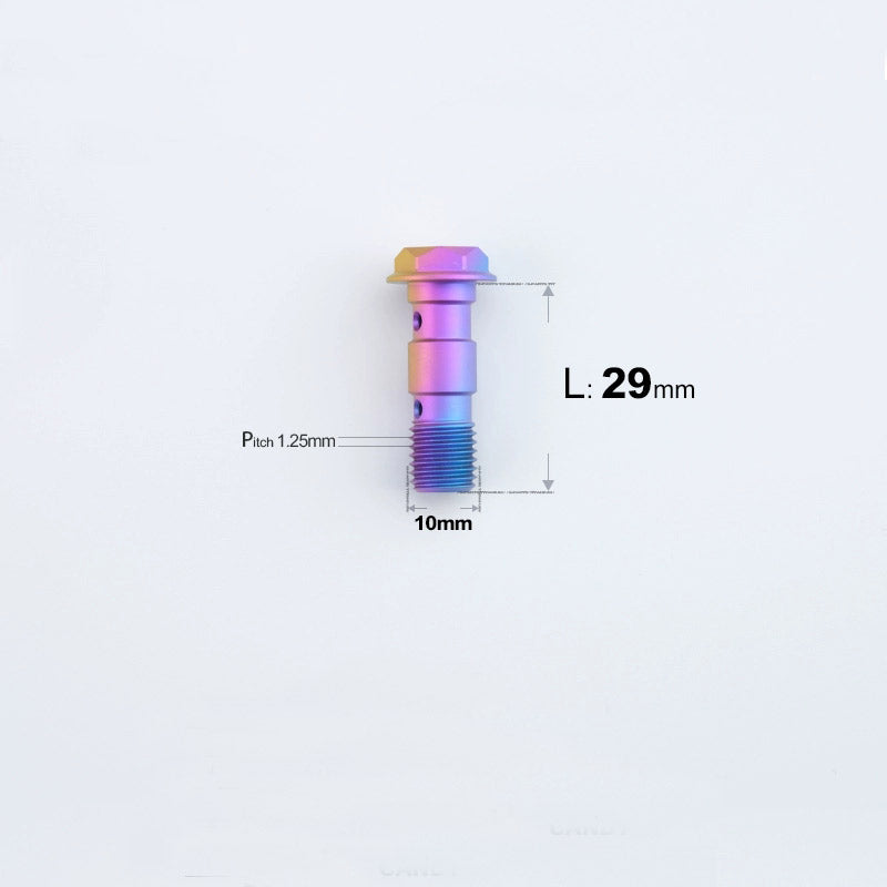 M10 x 29mm Titanium Dual Hole Banjo Bolt (P1.0 / P1.25)