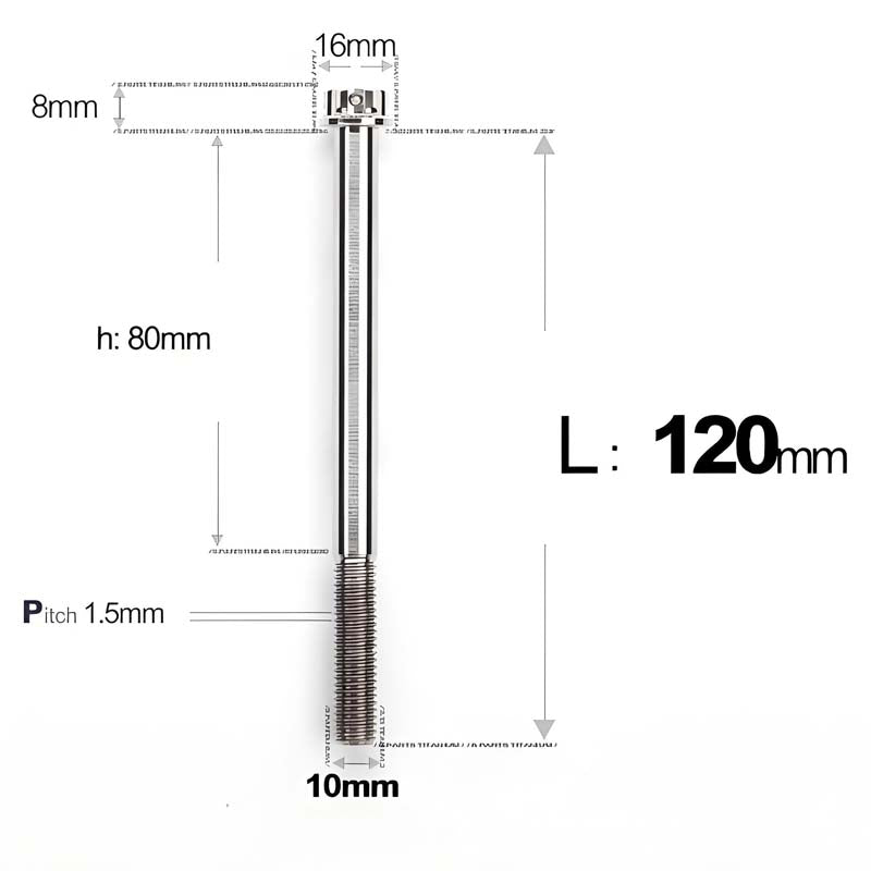M10x65-120mm Titanium Motorcycle Bolts with 1.5mm Pitch